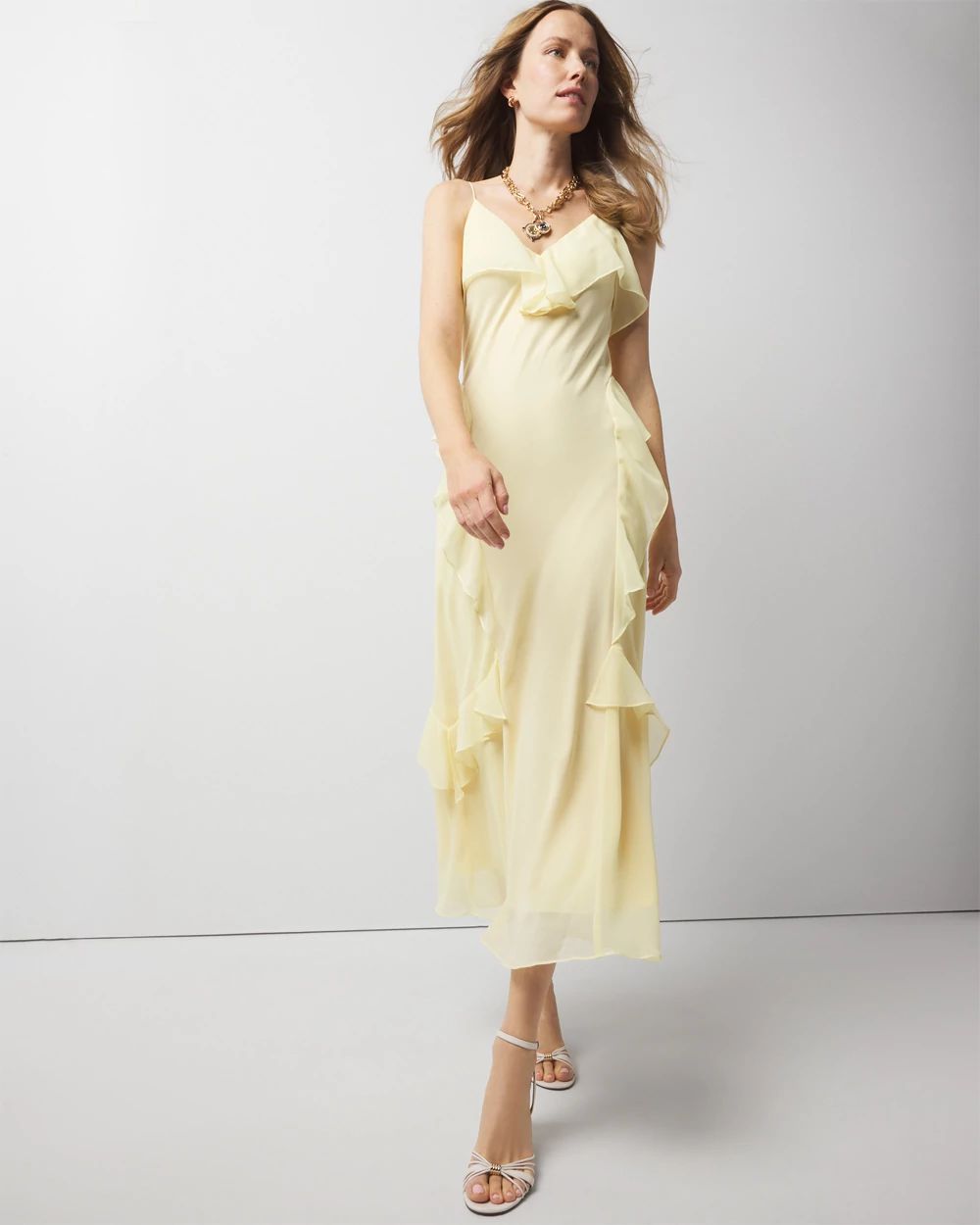 Petite Chiffon Ruffle Slip Dress | White House Black Market